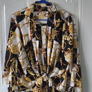 Timing Women's Long Sleeve Dress - Black, Gold, White